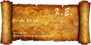 Kroh Erik névjegykártya
